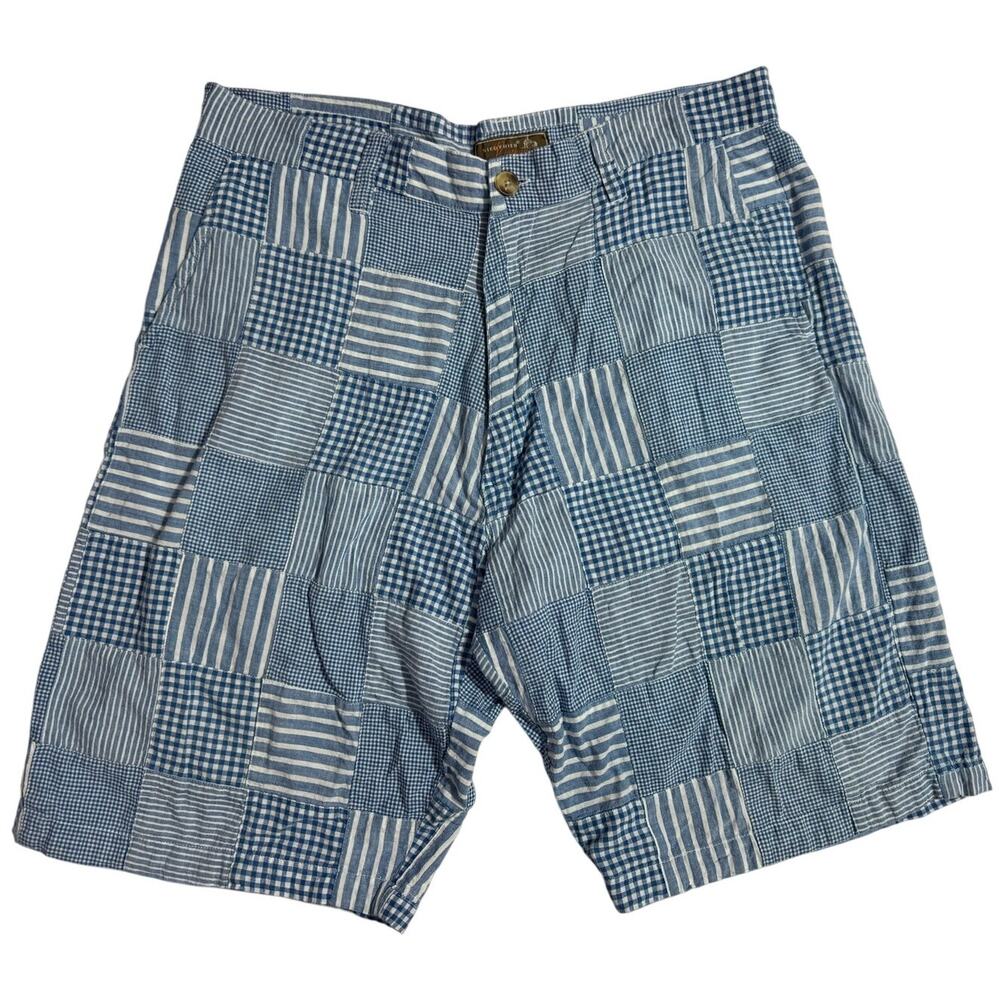 Vintage Siegfried Blue Shorts with Checker Sewn Patches - Men's Size 36